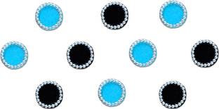 Comet Busters Round Beautiful Blue and Black Bindi With Silver Beads Border (6 mm) (BV205) Forehead Multicolor Bindis