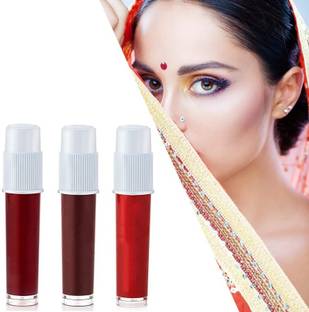 Nyamah sales 3PC Liquid Kumkum Sindoor||kumkum coverag a smooth finish enhancing| WOMEN Maroon, Brown, Red Bindis