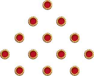 Comet Busters Handcrafted Round Red Bindi With Gold Beads Border (5 mm) (BV806) Forehead Red Bindis