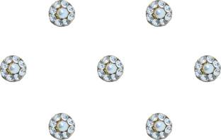 Comet Busters Round Silver Pearl Bindi With Silver Stone Border (BV606) Forehead Silver Bindis