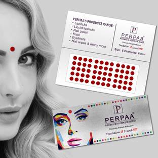 Perpaa Premium Velvet Sticker Kumkum Light Maroon Bindi Box of 15 Flaps for Women,Ladies, Girls (Size 5 Diameter 6mm) Maroon Bindis