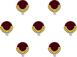 Comet Busters Beautiful Maroon Bindi With Gold Beads Forehead Maroon Bindis