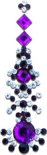 Comet Busters Premium Long Purple Bridal Bindi Studded with Silver Stones (20 mm) (BV344) Forehead Purple Bindis