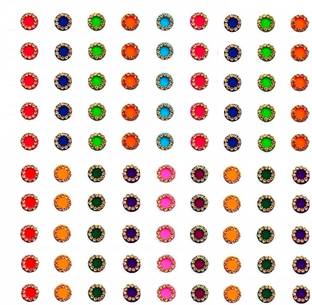 Vama Fashions Golden Crystal White Diamond Multicolor Stone Bindi Sticker For Ladies - 90Bindi Forehead Multicolor Bindis