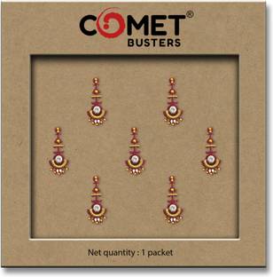 Comet Busters Long Red Traditional Bindi with Silver Stone (BV1550) Forehead Red Bindis