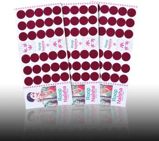 RoopNaisha Pack of 3 Cards, Size 18mm , Biggest size comes in Bindis Forehead Maroon Bindis