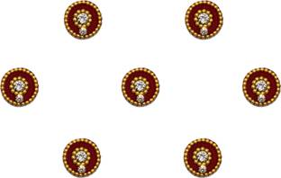 Comet Busters Round Maroon Bindi for Women With Beautiful Gold Bead Work (7mm) (BV1458) Forehead Maroon Bindis