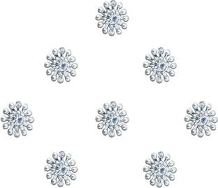 Comet Busters Round Fancy Silver Bindi (8 mm) (BV373) Forehead Silver Bindis