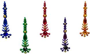 Comet Busters Multicolor Long Bindis With Stone Work (BIN1096) Forehead Multicolor Bindis