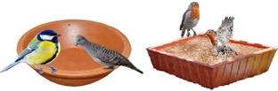 ClayWalaz Bird pot Watering Supplies for Balcony or Garden(Square&Round Shape)/ Regular Bird Bath