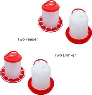 TM&W 2 feeder1.5 kg 2 drinker 1.5 ltr =4 pcs Common Bird Feeder