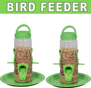 Hallofeed BIRD FEEDER -02 pc (GREEN) Window Bird Feeder