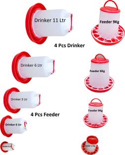 TM&W Drinker 1.5 L 3 L 6 L 11 L=Total=4, Feeder 1.5kg 3 kg 6kg 9 kg Total 4 pcs Pole Mount Bird Feeder