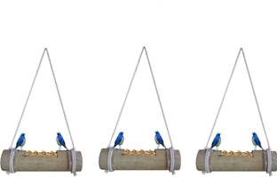 RARE OCEANS Bird Feeder for Birds Natural Bamboo Made (Pack of 3) Window Bird Feeder Bird Feeder