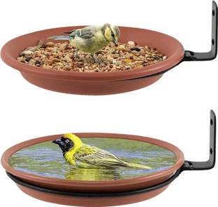 BIRDSHALA Pack of 2 Bird Feeder for Water, Seed, BathTrey | Balcony,Trees,Garden mounting Tray Bird Feeder