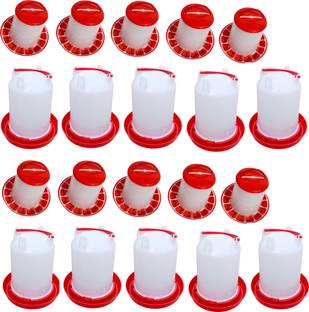 TM&W 1.5Ltr Drinker-10pcs& 1.5Kg Feeder-10pcs=20pcs Pole Bird Feeder