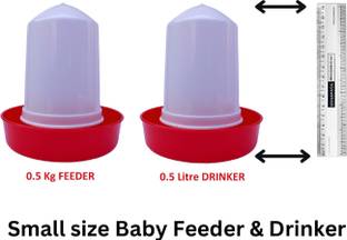 THUNDER STAR Baby Chicken & Quail chick 500 Gram Feeder & 500 ml Drinker (Small size) Ground Bird Feeder