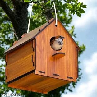 ASM Creation DIY Wooden Air Ventilation Bird House for Sparrow Nest for Birds Bird House