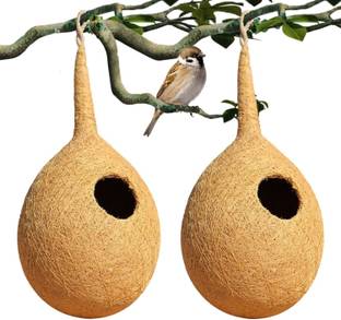 BIRDSHALA Organic Round Large BIRD NEST SET OF 2 purely made by bird building technique Bird House