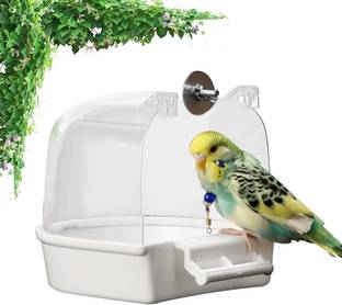 SERPLEX Bird Bathing Box Clip On Cage Bath Tub with Roof Anti Splash Bird House