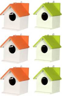 ganga enterprise Bird House Bird Nest for Sparrow and other Garden Birds Pack of 6 Nest Bird House