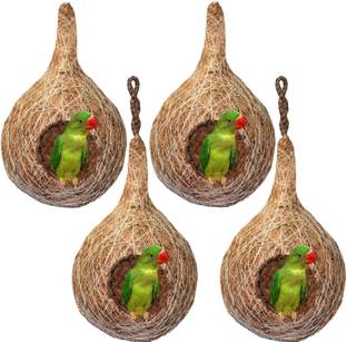 JUGNOO Organic BIRD NEST SET OF FOUR purely made by bird building technique Bird House (Hanging, Wall Mounting, Tree Mounting, Free Standing) Bird House Bird House