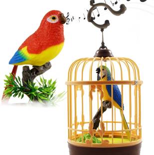 MEHAKENT Bird Toys with Singing & Chirping in Cage - Moving Battery Operated Bird House