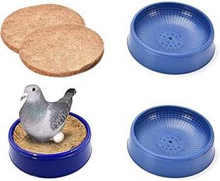 G P S Pigeon Egg Bowl + Nest Pad - Set of 3 Piece, Size: (24X6.5 cm) - Blue Color Bird House