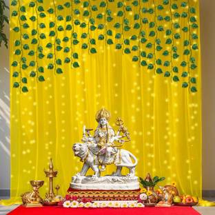 RP Bazaar Yellow curtain for Decoration with fairy light , leaves| Ganpati Decoration |