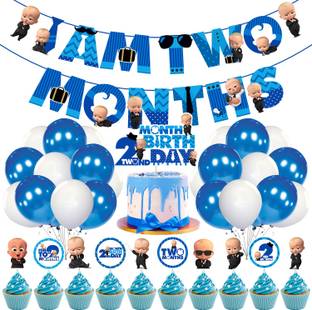 ZYOZI Boss Baby 2nd Month Birthday Decoration,2nd Birthday for Boys(Pack of 37)