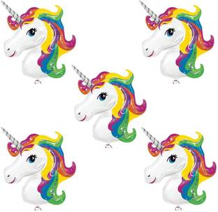 groovy dudz Solid Unicorn Foil Balloon 1.5 foot small Pack of 5 pices Balloon