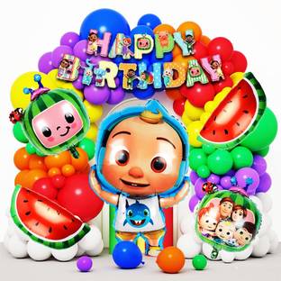 HouseOfCommon Birthday_Combo Decoration for Kids, Girls, Boys, Cocomelon Theme Lover Parties