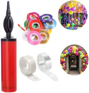 RJV Global Balloon Decorating Garland -1 Balloon Pump,1Tape Strip,1Glue Dots Roll,5 Ribbon