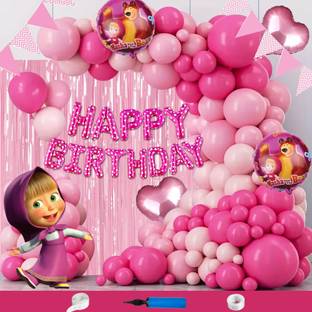 Choice Corner Masha Theme Happy Birthday Decorations Combo Set for Girls