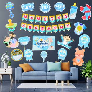 Party Decorz Naming Ceremony Decoration Combo | Blue English Naming Ceremony Decoration