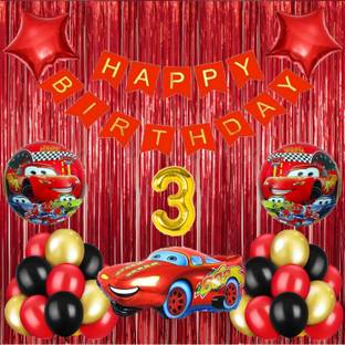 Gleam Lightning McQueen Car Theme 3rd Year Birthday Party Decoration Items Supplies