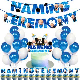ZYOZI 41 Pcs -Boss Baby Theme Naming Ceremony Party Decoration Kit - Colour Blue