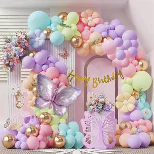 फ्लिपज़ोन Butterfly Theme Birthday Decoration Balloon Kit for Kids, Girls & Women