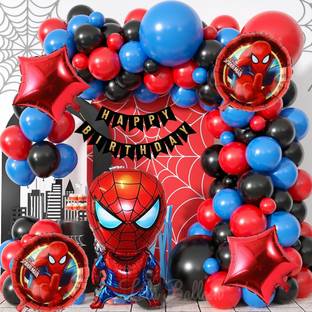 lala balloon Adorable Spiderman Theme Birthday Decoration Combo Kit for Kids