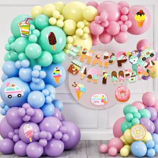 Rozi Decoration Ice Cream Theme Birthday Balloon with Cutouts Decoration for Kids
