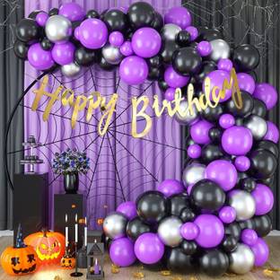 R G ACCESSORIES Purple Black Yellow Balloons Combo Kit Of 103 Pcs For Party Decorations