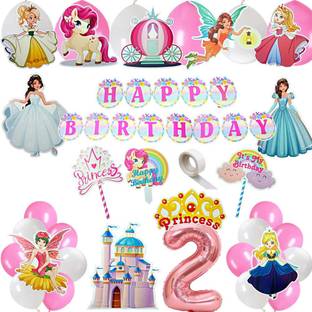 FLICK IN 2nd Birthday Decoration for Girls Princess Second Birthday Decorations Girl