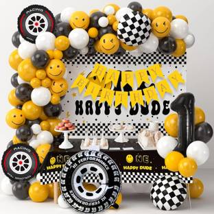 Rozi Decoration Car Theme 1st Happy Birthday Decoration Items for Kids, Girl, Boy Birthday Decor