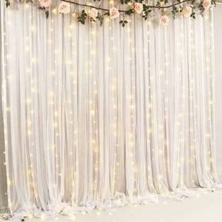 Fun and Flex 2 Pc Leaf Bails With White Net cloth and Led Light for Bday, Wedding Decoration