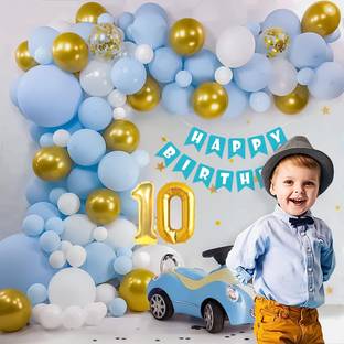 Aoes Happy Birthday Decoration Kit Balloon & Banner Combo for Kids for 10 Year