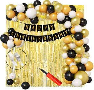 ZYRIC Gold, White, Black Happy Anniversary Decoration