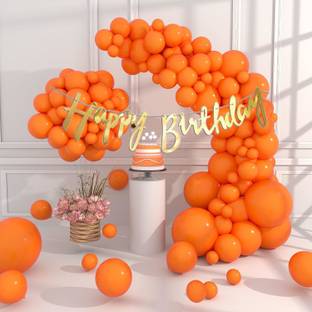 R G ACCESSORIES Orange Balloons, Happy Birthday Banner Decoration Kit Pack Of 40