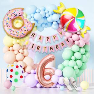 PopTheParty 6NO. Donut & Toffee Theme Decoration Set – Sweet & Colorful Party Décor