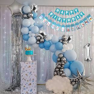 specialyou.in Solid Special You 1 Year Happy Birthday Decoration Items for Boys, Pastel Balloon