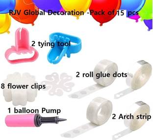 PARTY MIDLINKERZ Balloon Arch Garland 2 Roll, 200 Dot Glue,8 Flower Clips 1Pump & 2 tying tool